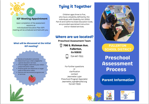 A brochure that describes the Preschool Assessment Process